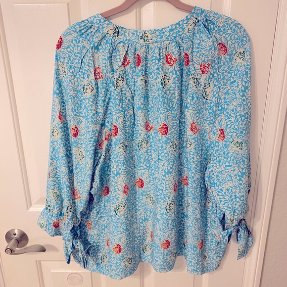 NWT— Sz M Natalie Martin Top with tie sleeves, bottom down, long sleeve. - Picture 2 of 3